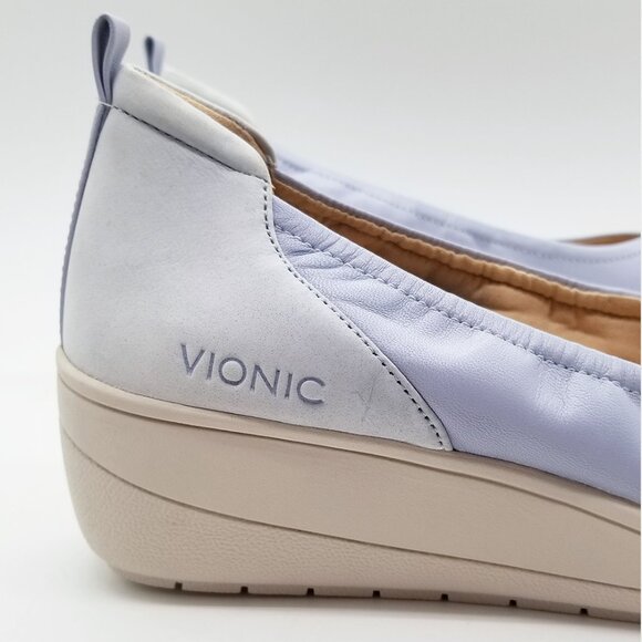 Vionic Women's Jacey Wedge Heel Size 10 Slip On Comfort Blue Haze Leather/Nubuck - Picture 12 of 16